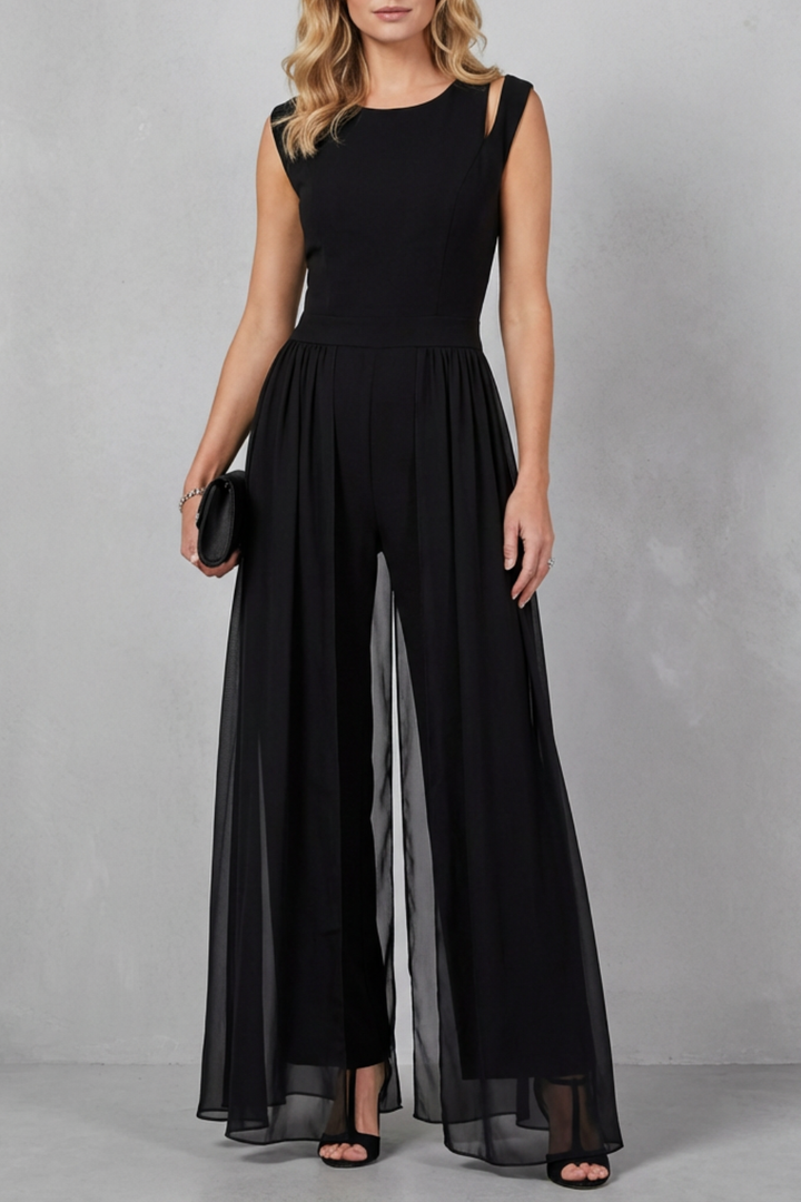 Bonnie | Refined Sheer Panel Wide-Leg Evening Jumpsuit