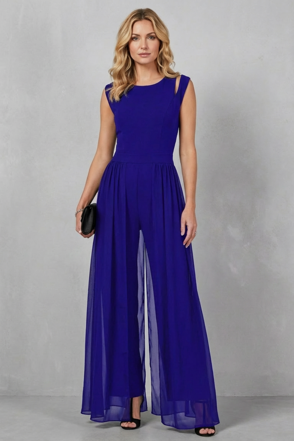 Bonnie | Refined Sheer Panel Wide-Leg Evening Jumpsuit