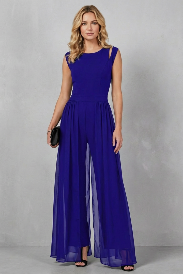 Bonnie | Refined Sheer Panel Wide-Leg Evening Jumpsuit