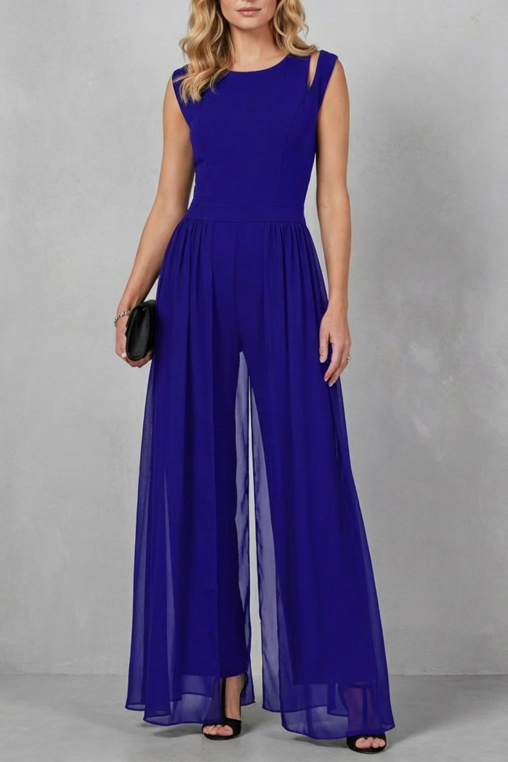 Bonnie | Refined Sheer Panel Wide-Leg Evening Jumpsuit