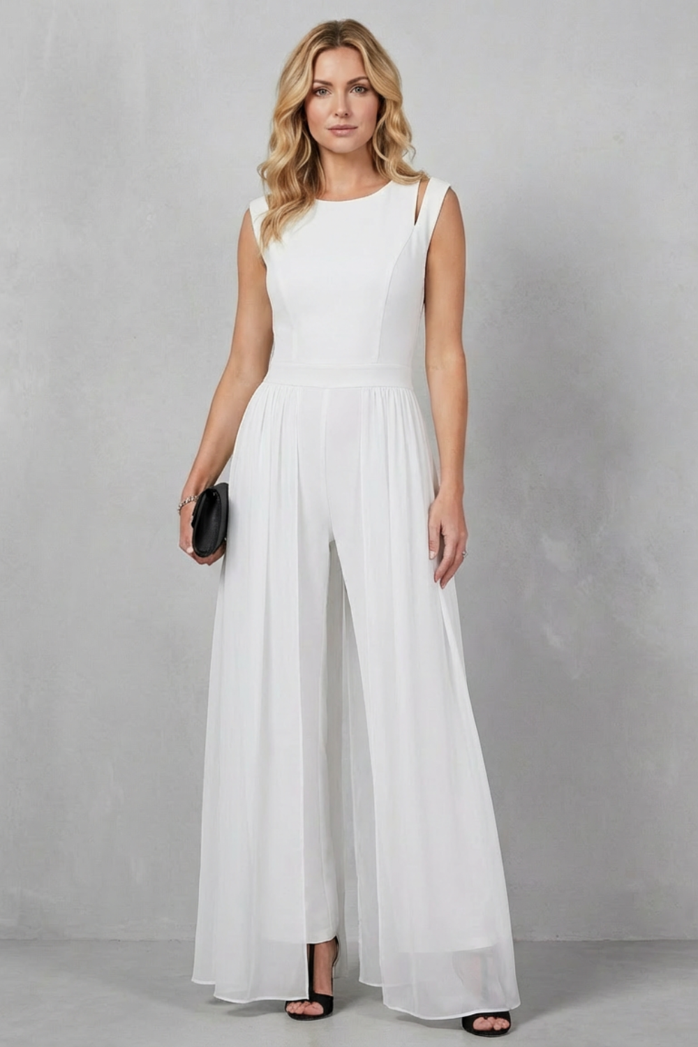 Bonnie | Refined Sheer Panel Wide-Leg Evening Jumpsuit