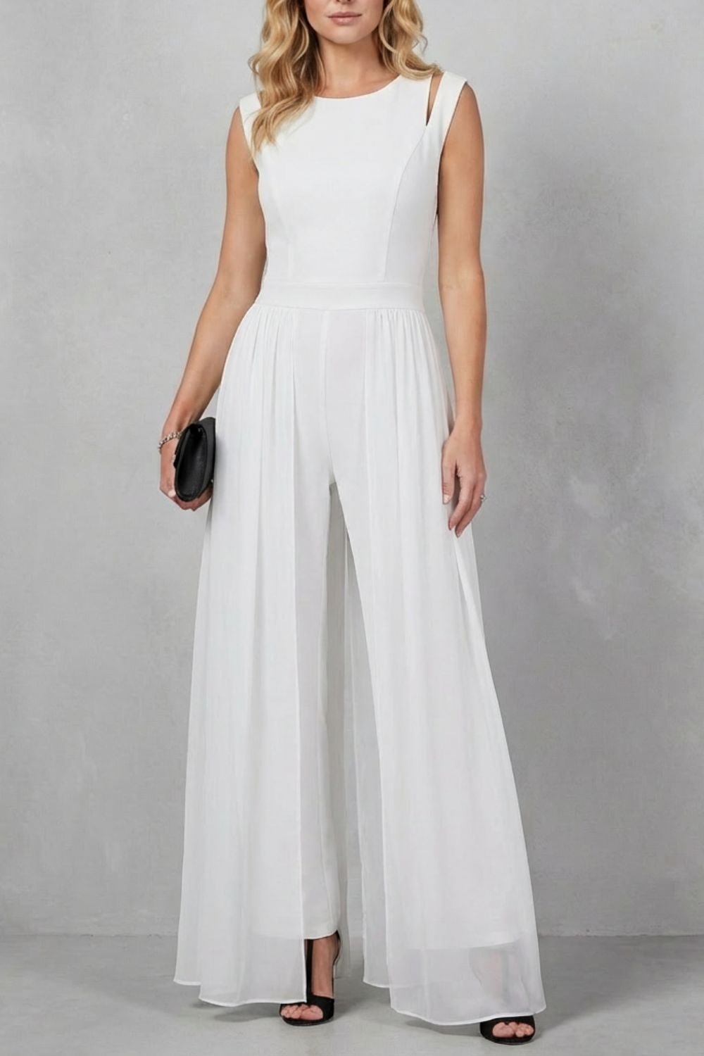 Bonnie | Refined Sheer Panel Wide-Leg Evening Jumpsuit