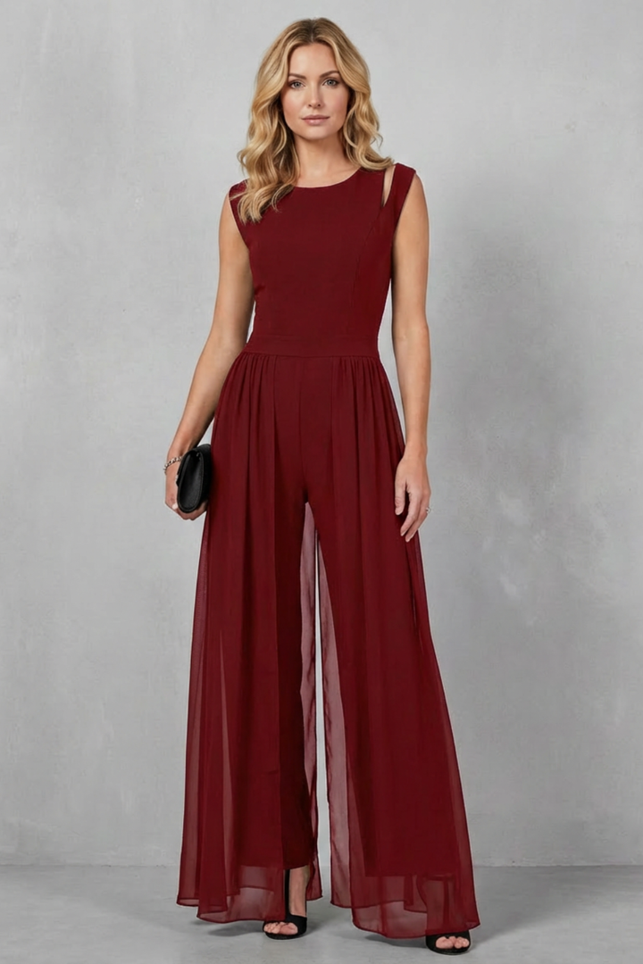Bonnie | Refined Sheer Panel Wide-Leg Evening Jumpsuit