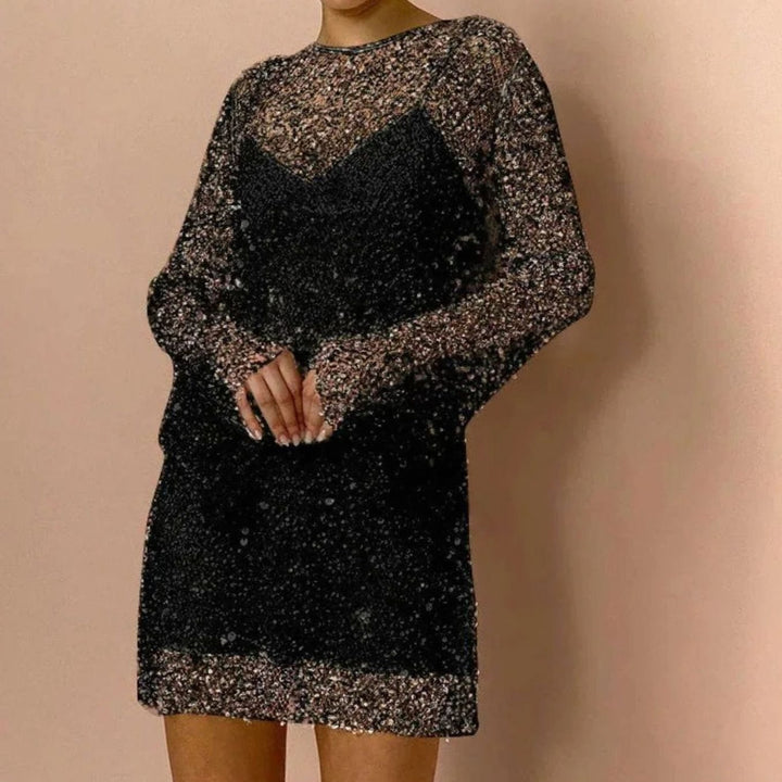 Bonnie | Refined Sparkly Long Sleeve Mini Sequin Dress