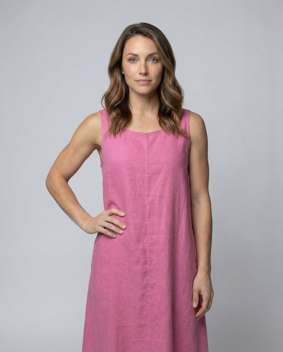 Bonnie | Stylish Sleeveless Linen A-Line Maxi Dress with Pockets