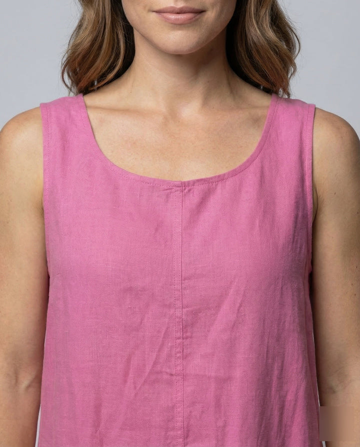 Bonnie | Stylish Sleeveless Linen A-Line Maxi Dress with Pockets