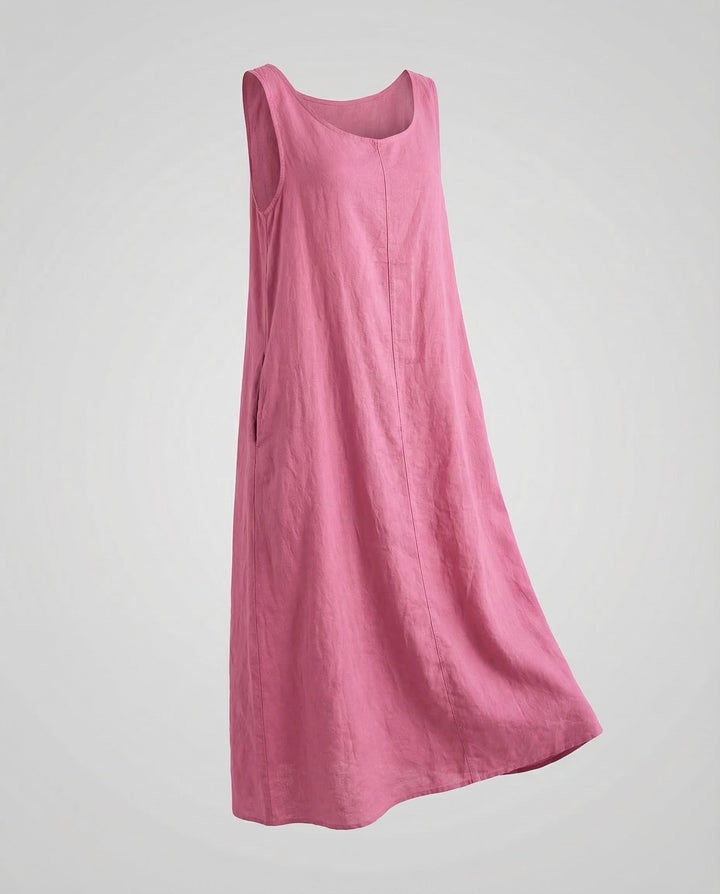 Bonnie | Stylish Sleeveless Linen A-Line Maxi Dress with Pockets