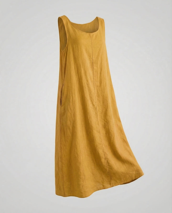 Bonnie | Stylish Sleeveless Linen A-Line Maxi Dress with Pockets