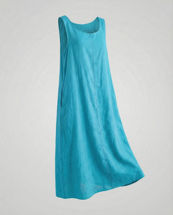 Bonnie | Stylish Sleeveless Linen A-Line Maxi Dress with Pockets