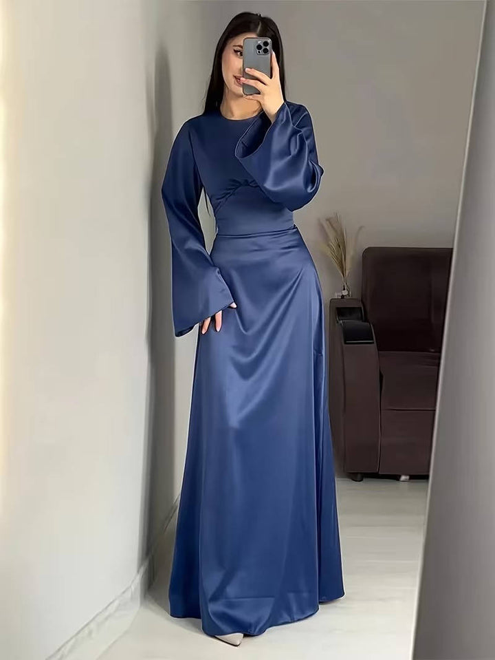 Bonnie | Timeless Flared Sleeve Satin Maxi Party Dress