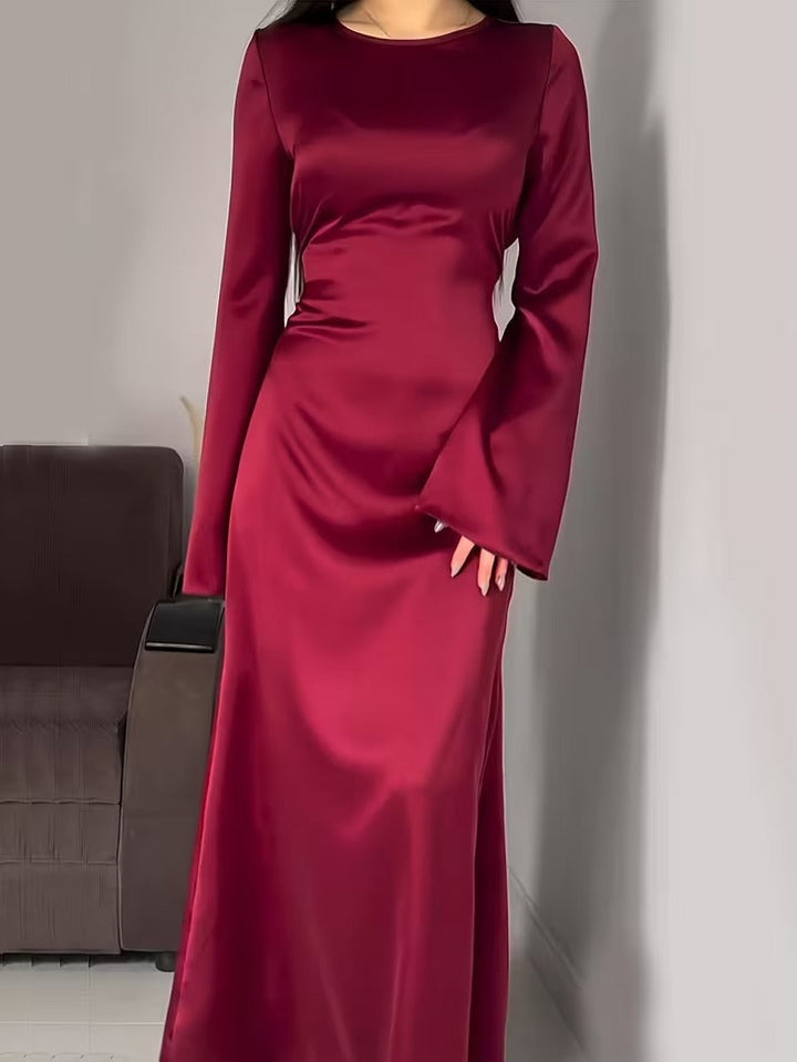 Bonnie | Timeless Flared Sleeve Satin Maxi Party Dress