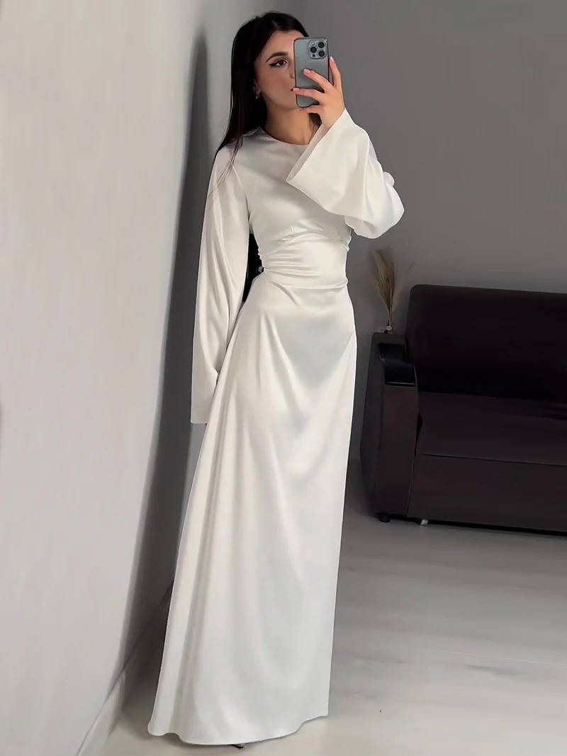 Bonnie | Timeless Flared Sleeve Satin Maxi Party Dress