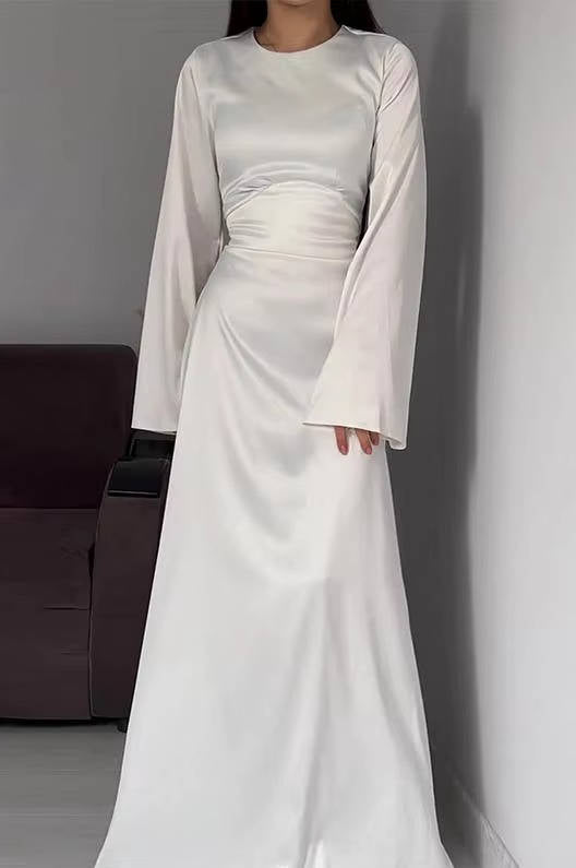 Bonnie | Timeless Flared Sleeve Satin Maxi Party Dress