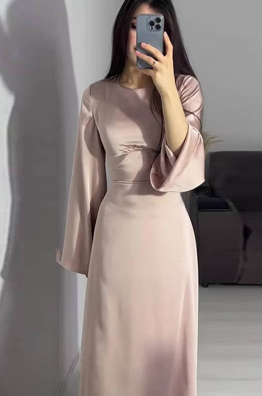 Bonnie | Timeless Flared Sleeve Satin Maxi Party Dress
