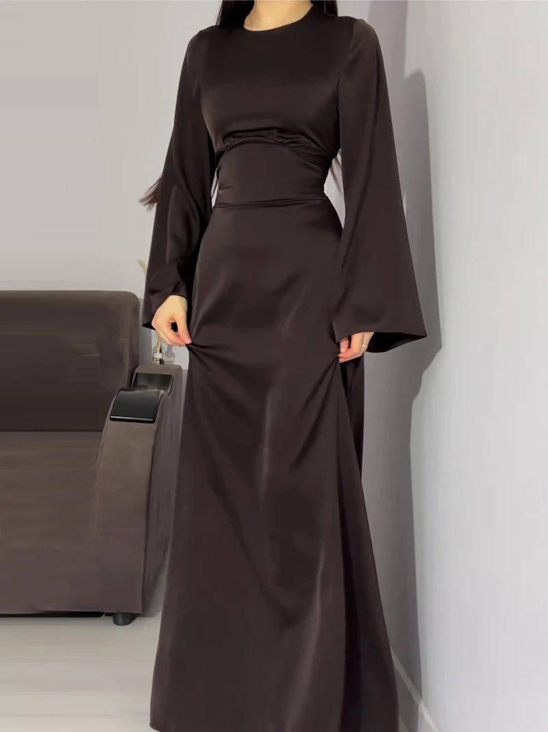 Bonnie | Timeless Flared Sleeve Satin Maxi Party Dress