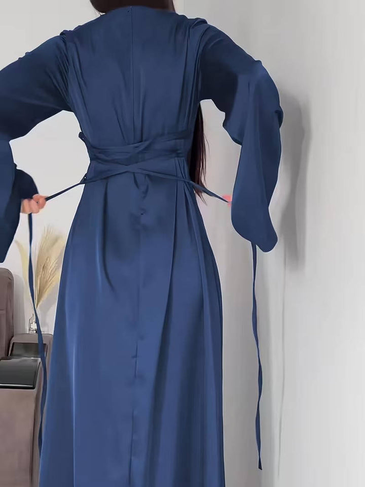 Bonnie | Timeless Flared Sleeve Satin Maxi Party Dress
