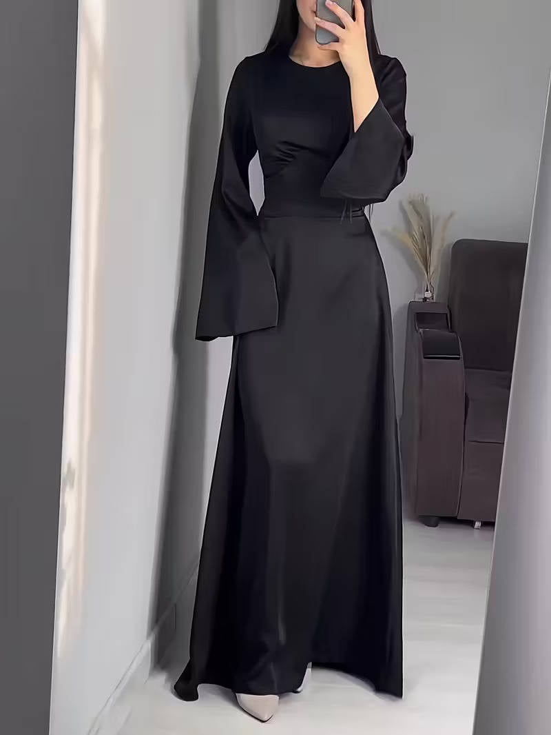 Bonnie | Timeless Flared Sleeve Satin Maxi Party Dress