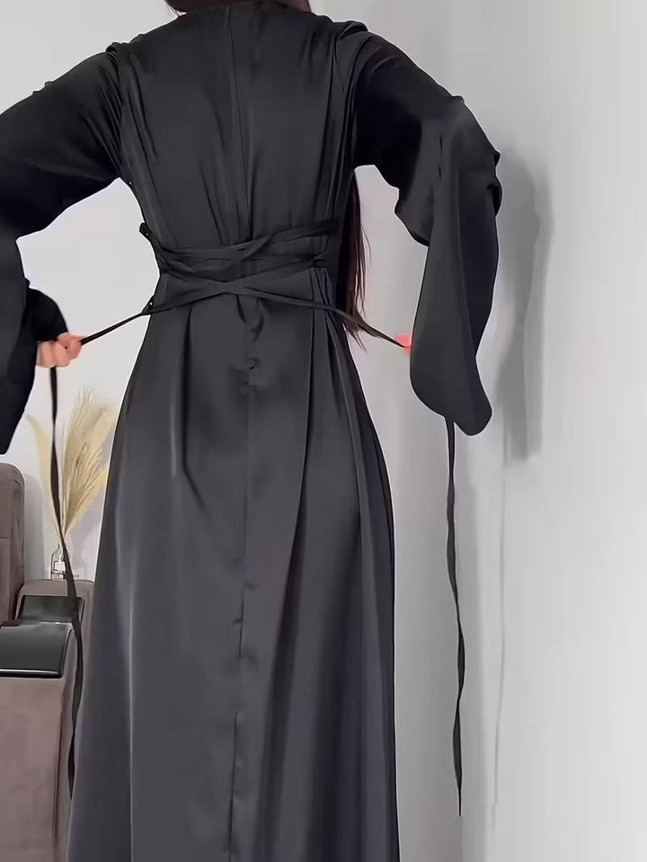 Bonnie | Timeless Flared Sleeve Satin Maxi Party Dress