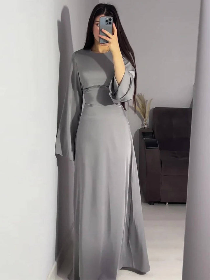 Bonnie | Timeless Flared Sleeve Satin Maxi Party Dress