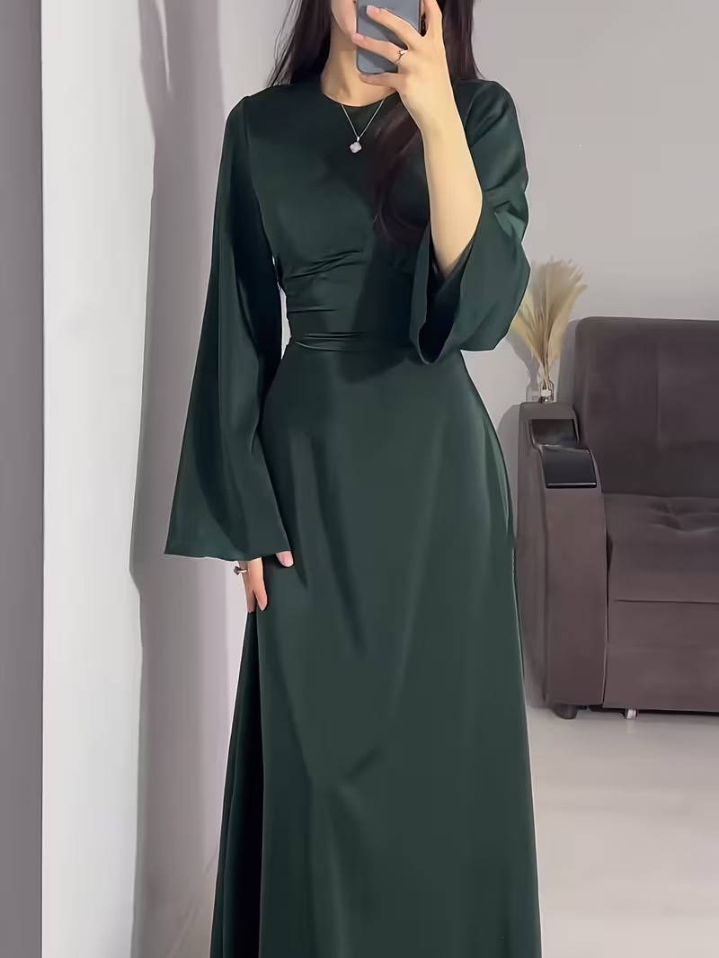 Bonnie | Timeless Flared Sleeve Satin Maxi Party Dress