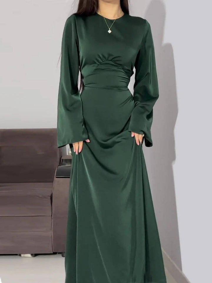 Bonnie | Timeless Flared Sleeve Satin Maxi Party Dress