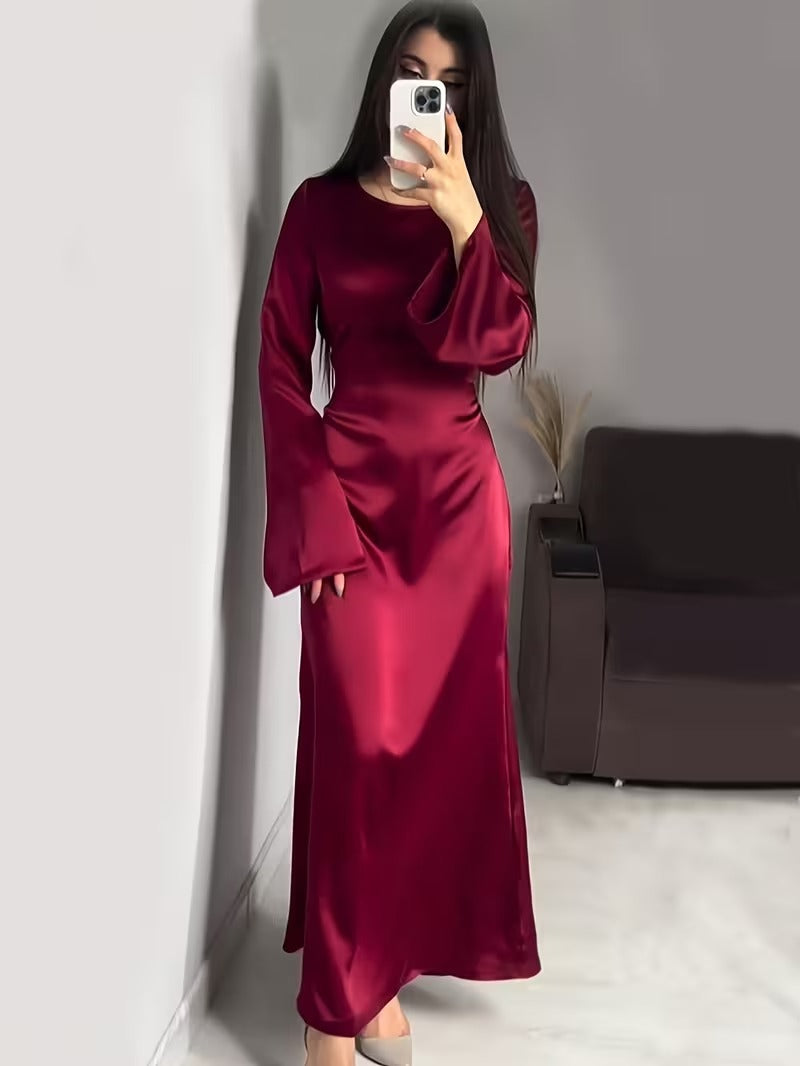 Bonnie | Timeless Flared Sleeve Satin Maxi Party Dress