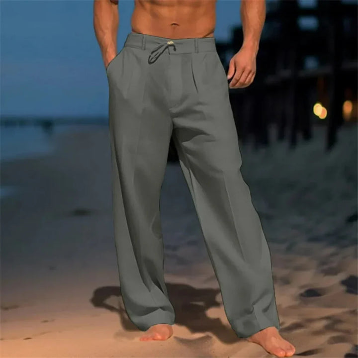 Caleb | Refined Wide Leg Linen Pants with Drawstring Waist