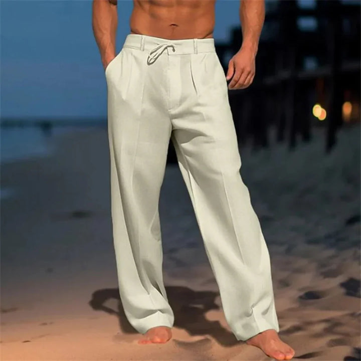 Caleb | Refined Wide Leg Linen Pants with Drawstring Waist
