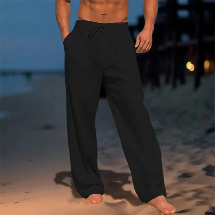Caleb | Refined Wide Leg Linen Pants with Drawstring Waist