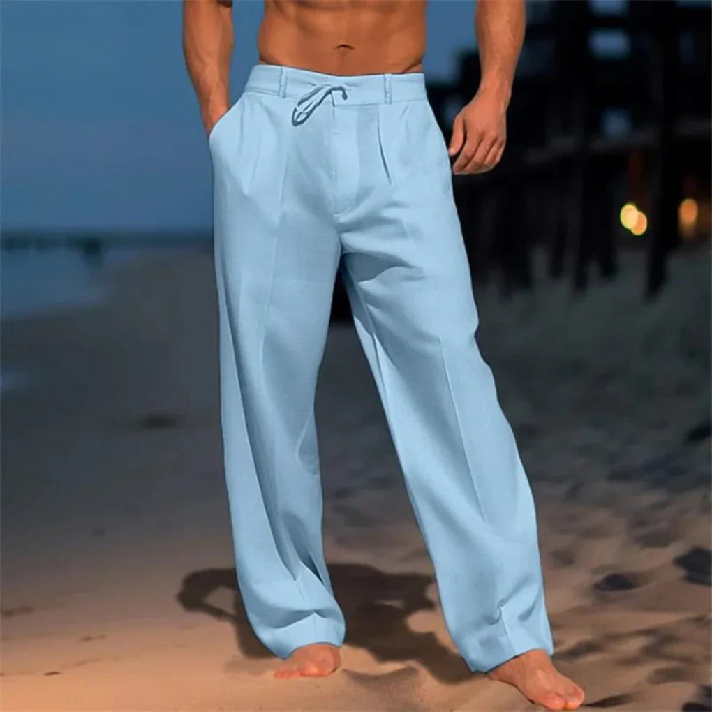 Caleb | Refined Wide Leg Linen Pants with Drawstring Waist