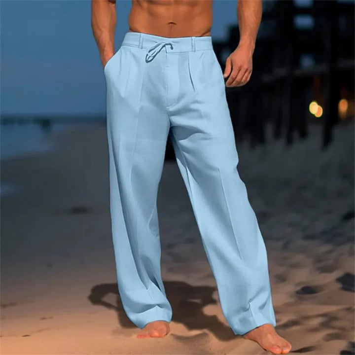 Caleb | Refined Wide Leg Linen Pants with Drawstring Waist