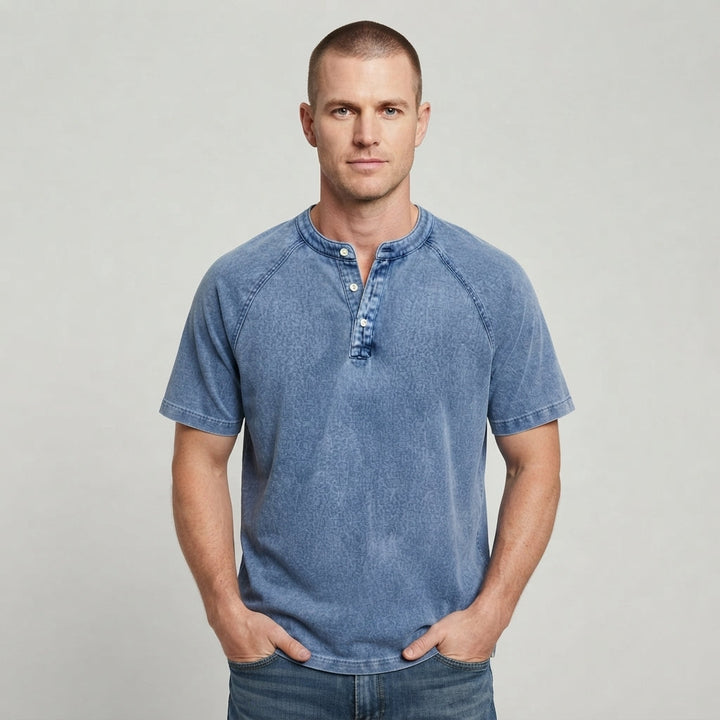 Carter | Cosy Washed Henley Mens T Shirt