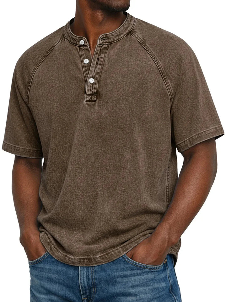 Carter | Cosy Washed Henley Mens T Shirt