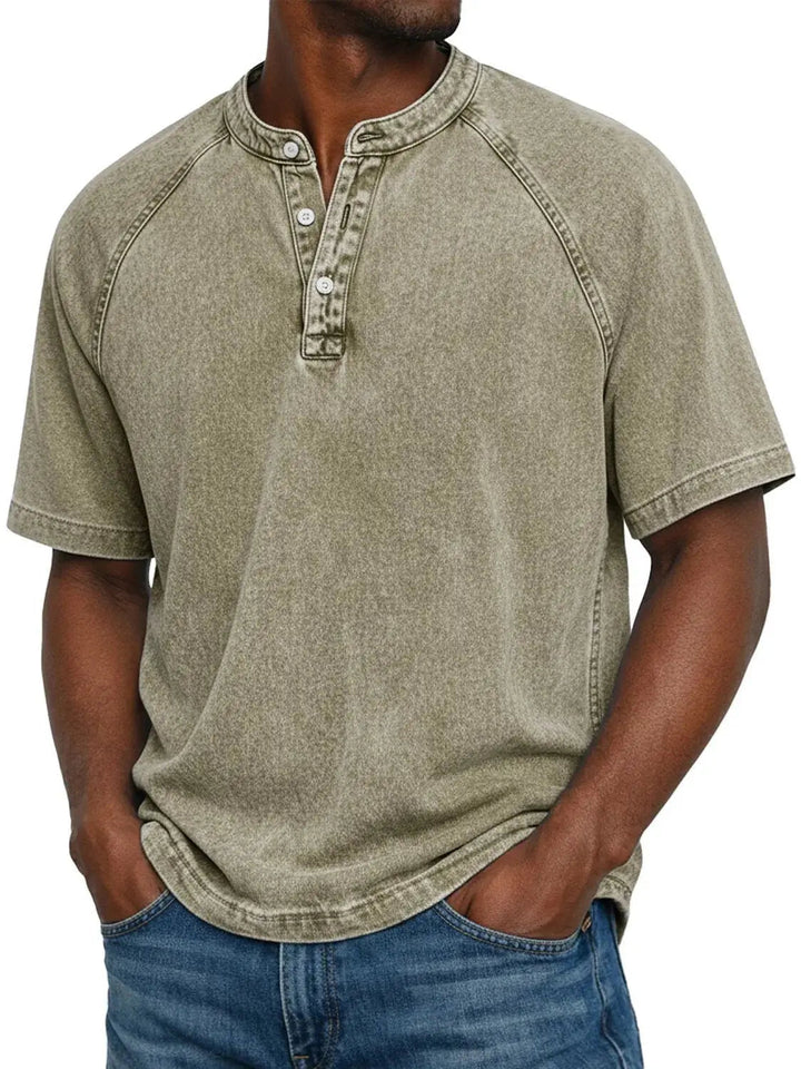Carter | Cosy Washed Henley Mens T Shirt