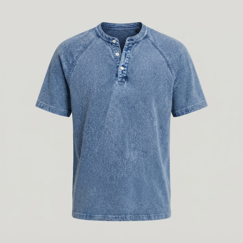 Carter | Cosy Washed Henley Mens T Shirt