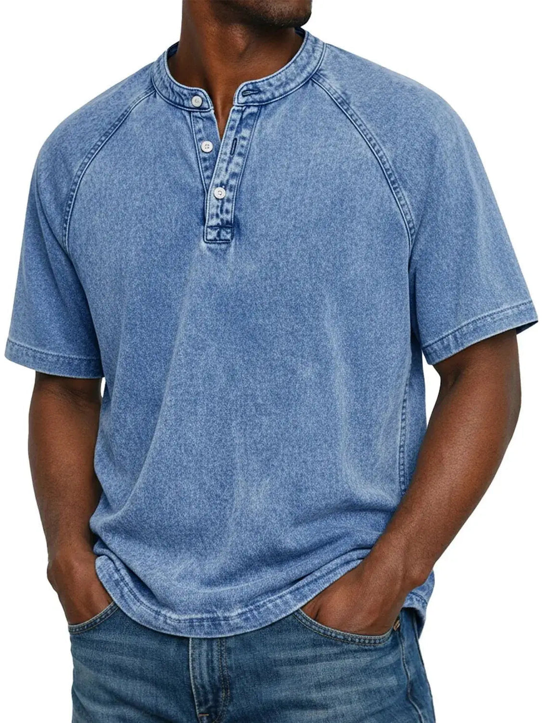 Carter | Cosy Washed Henley Mens T Shirt