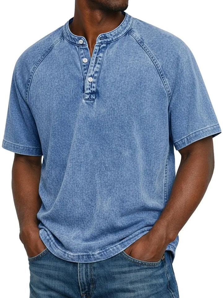 Carter | Cosy Washed Henley Mens T Shirt
