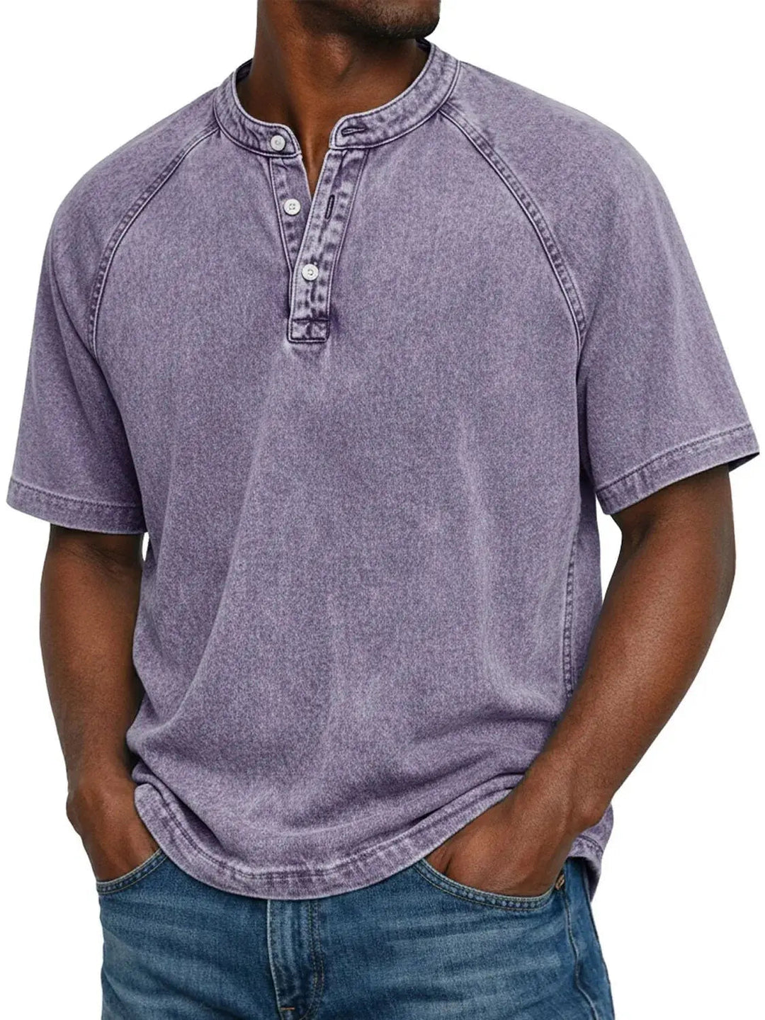 Carter | Cosy Washed Henley Mens T Shirt