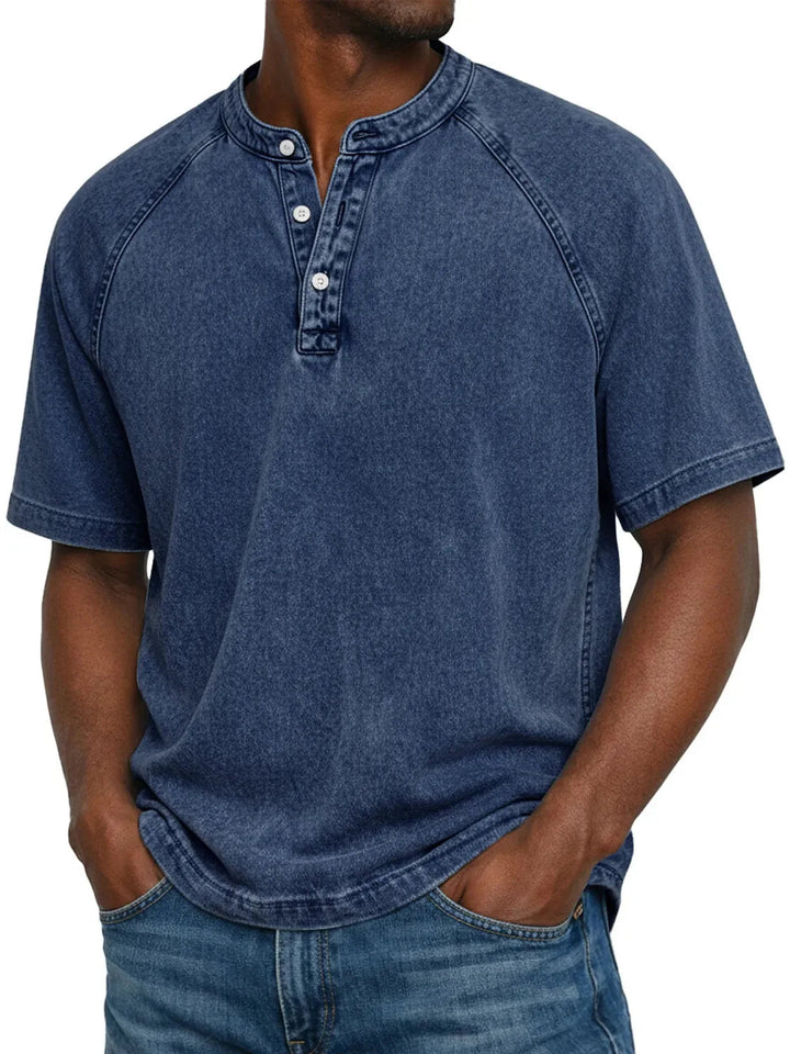 Carter | Cosy Washed Henley Mens T Shirt