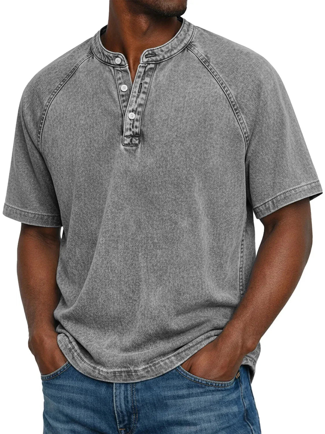 Carter | Cosy Washed Henley Mens T Shirt