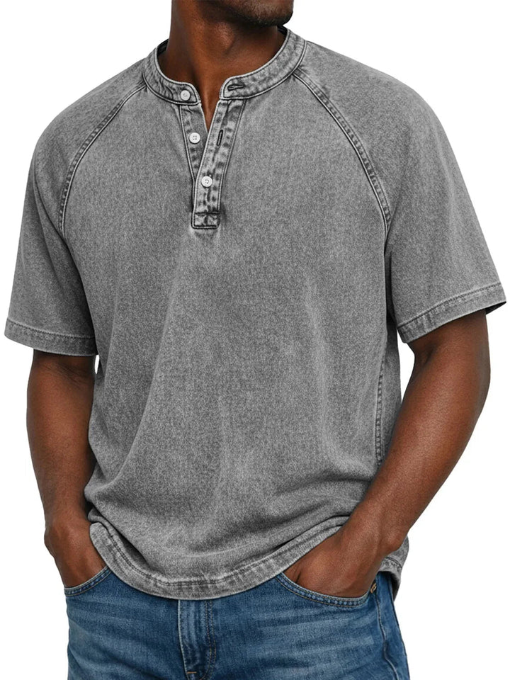 Carter | Cosy Washed Henley Mens T Shirt