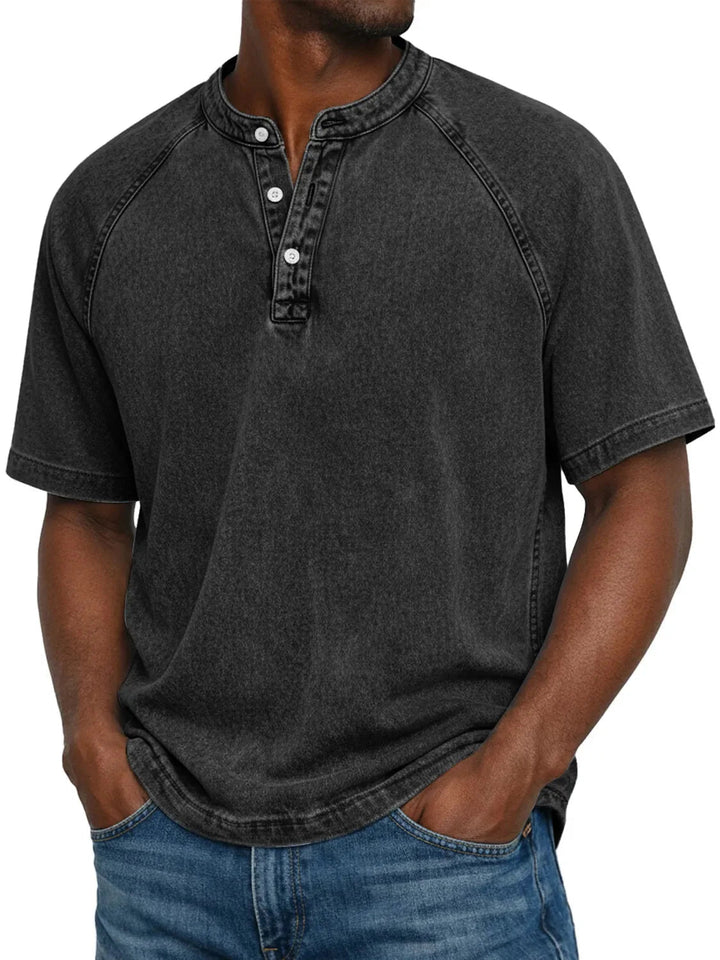 Carter | Cosy Washed Henley Mens T Shirt
