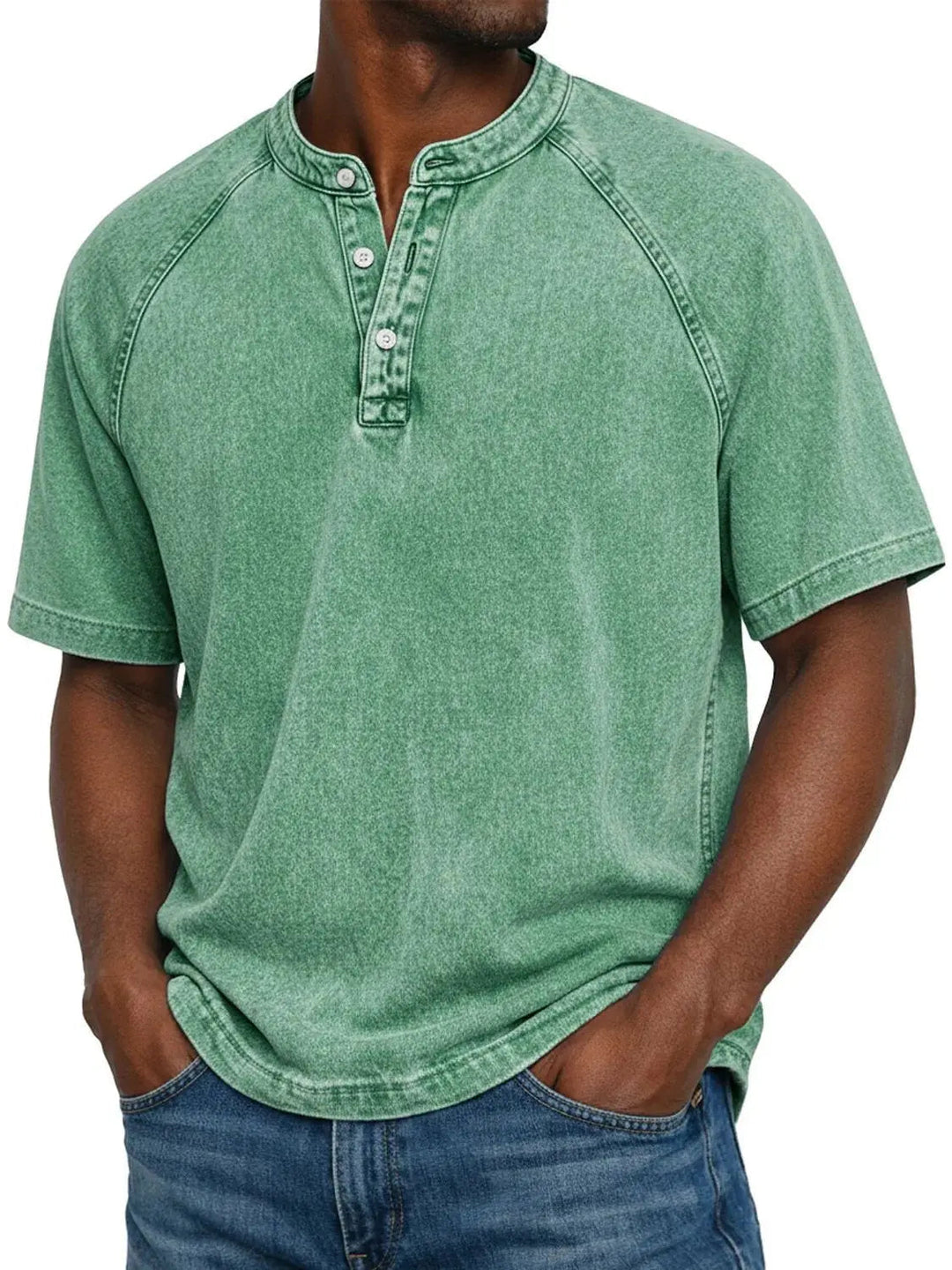 Carter | Cosy Washed Henley Mens T Shirt