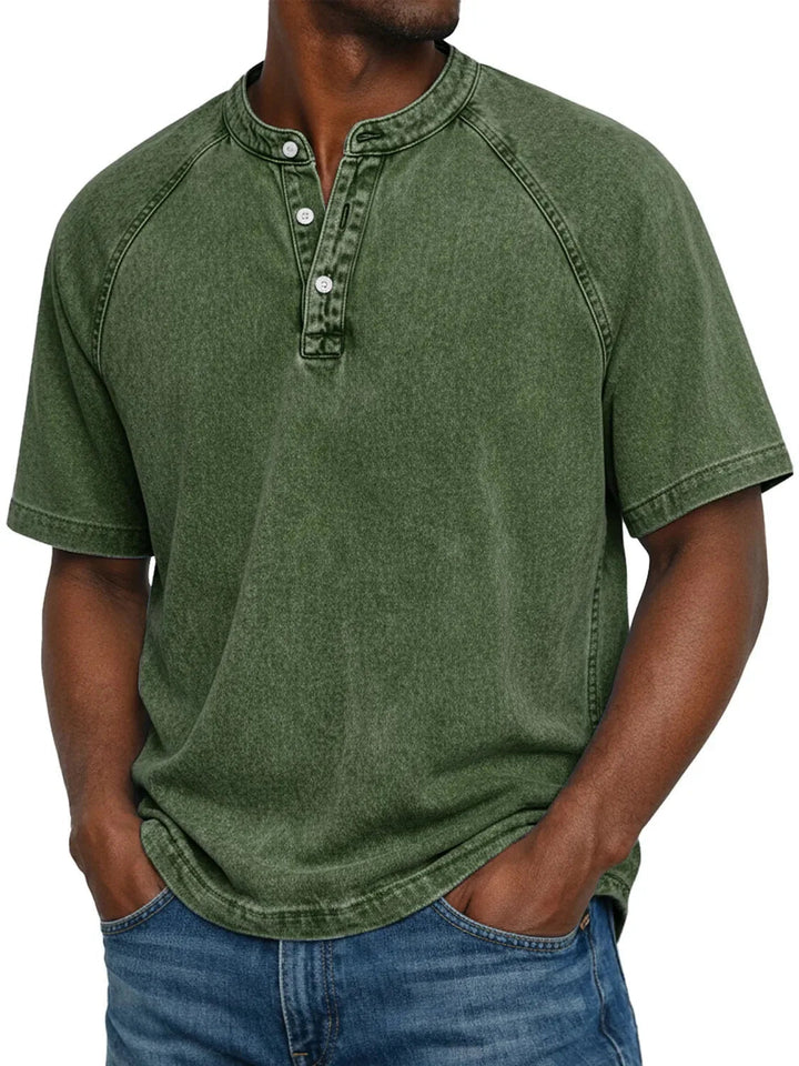 Carter | Cosy Washed Henley Mens T Shirt