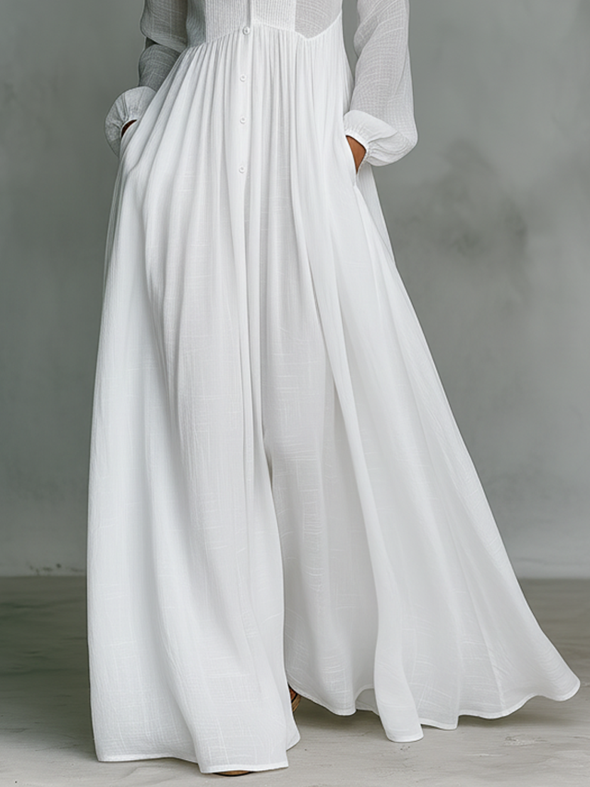 Charlie | Chic Long Sleeve Maxi Linen Dress Women
