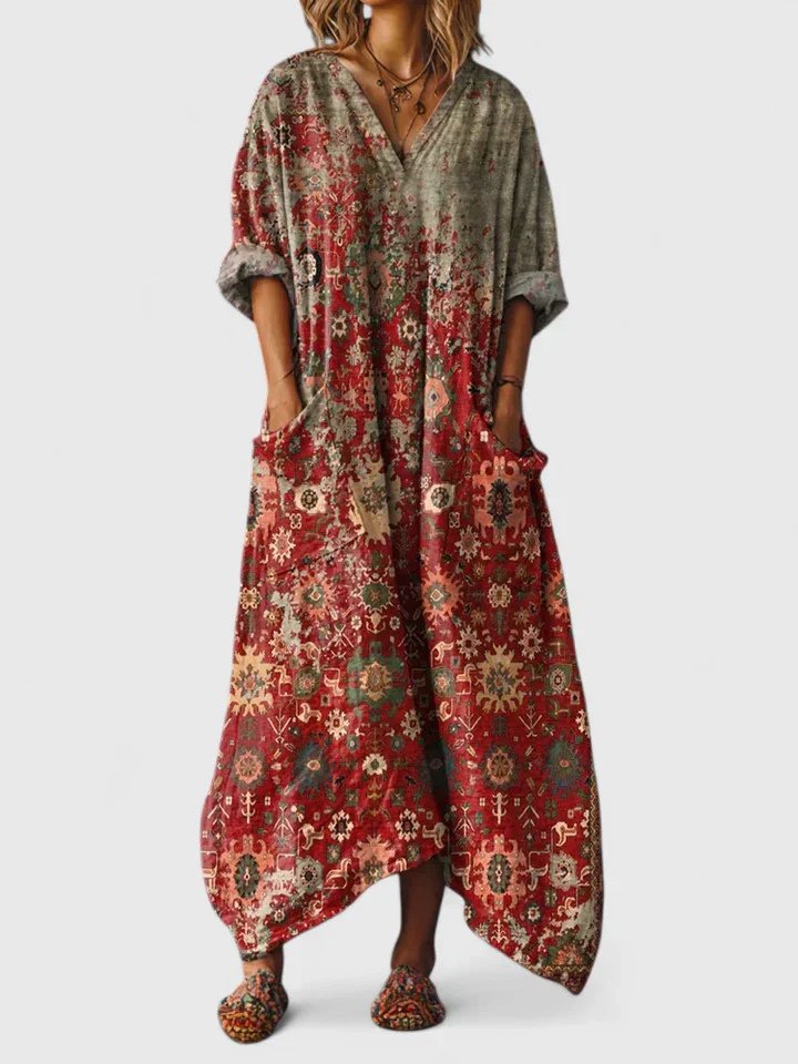 Charlie | Paisley V-Neck Maxi Boho Dress