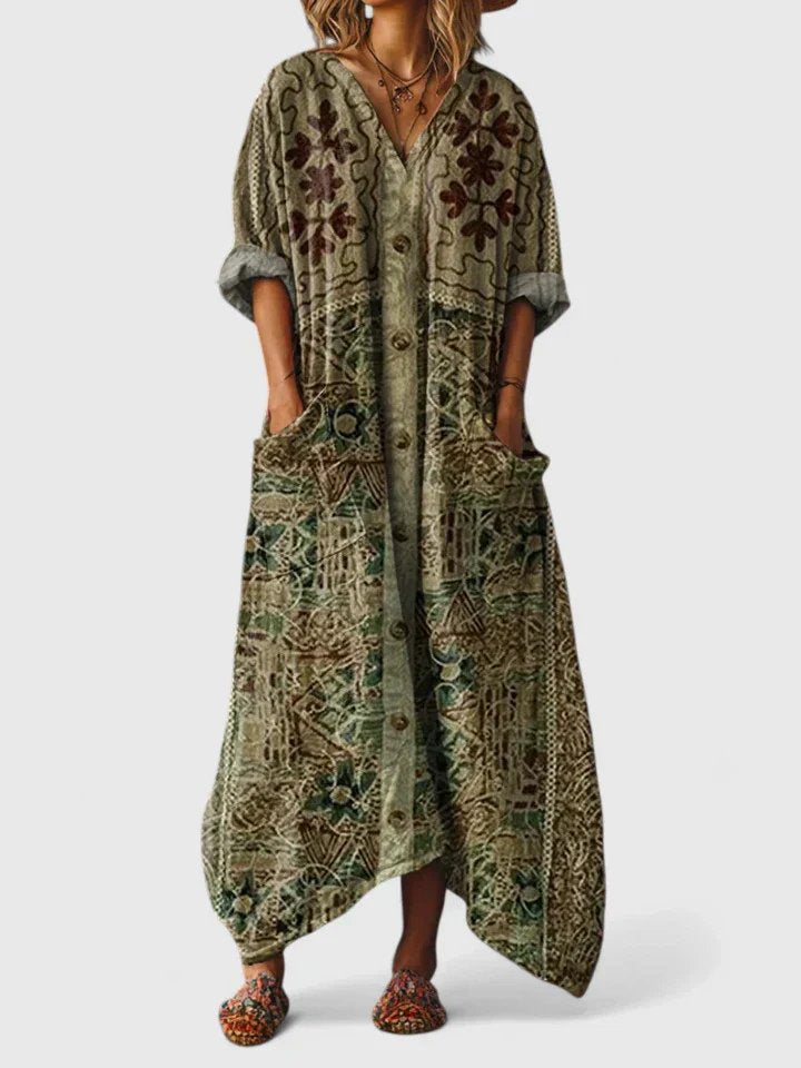 Charlie | Paisley V-Neck Maxi Boho Dress