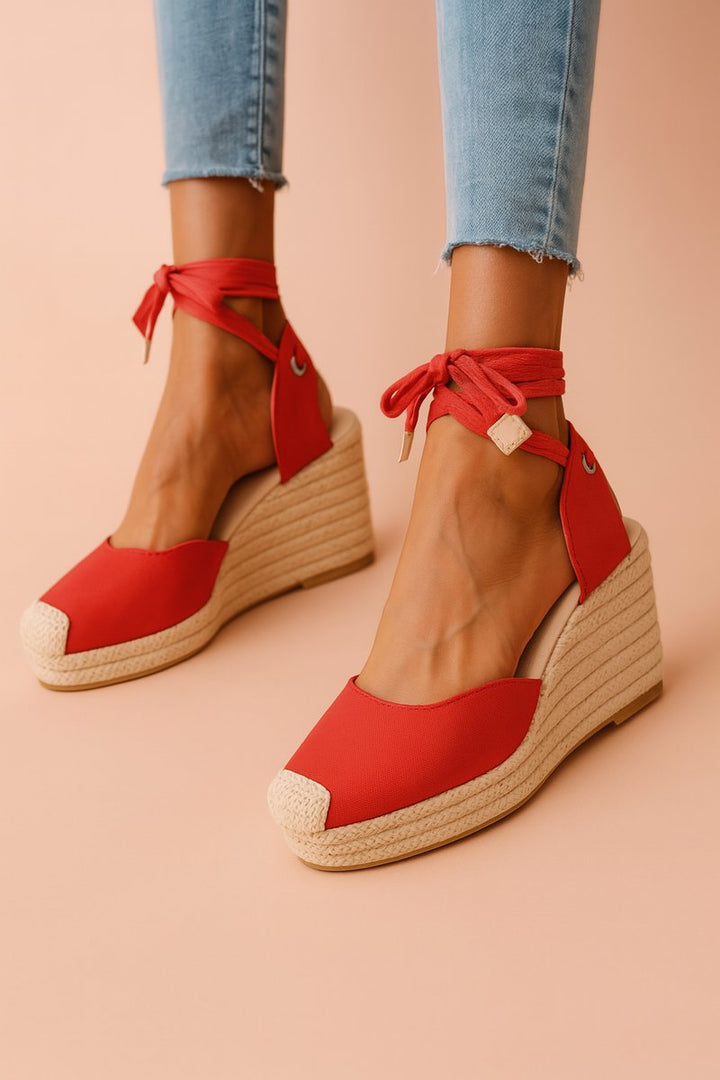 Charlie | Relaxed Ankle-Tie Espadrille Wedges Closed Toe Sandals