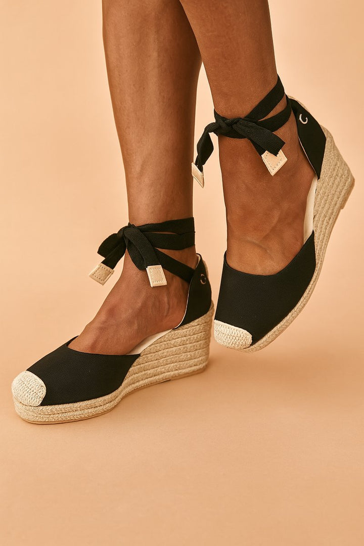 Charlie | Relaxed Ankle-Tie Espadrille Wedges Closed Toe Sandals