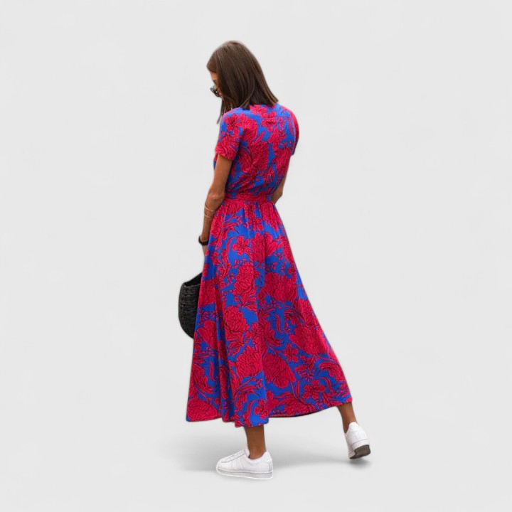 Charlie | Stylish Floral Short Sleeve Midi Party Dress